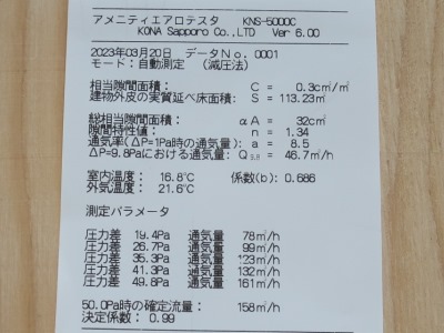 神戸市須磨区の気密測定結果