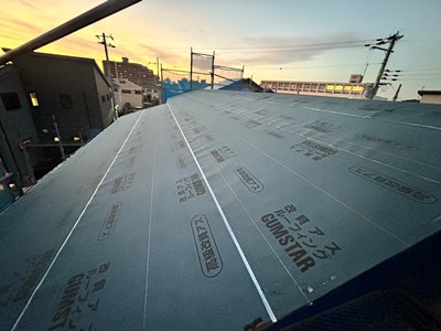 屋根ルーフィング貼り