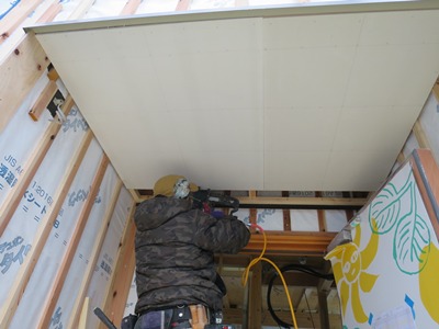 軒天防火板貼り